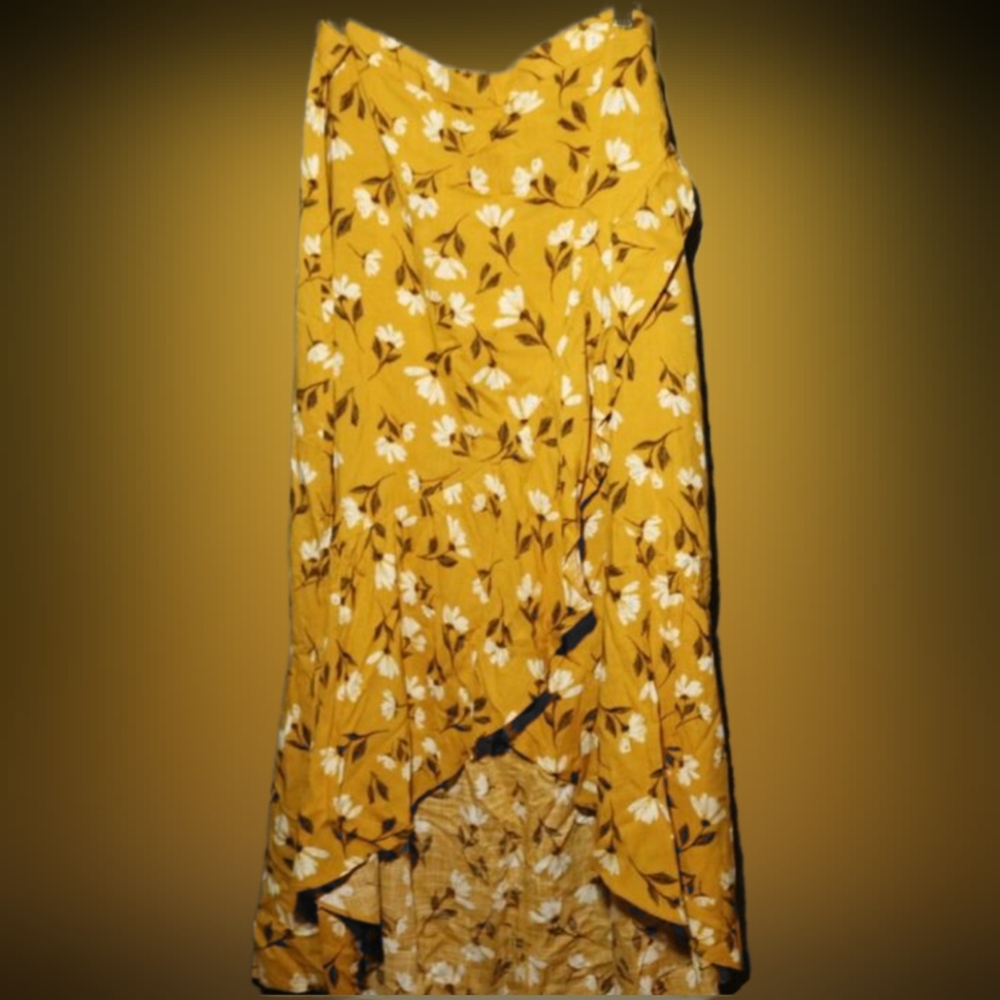 Sonoma Skirts | Sonoma Yellow And Floral Faux Wrap Skirt.